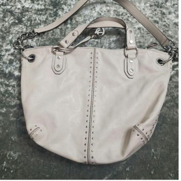 Michael Kors Uptown Astor Stud Shoulder Bag Cream - Picture 10 of 14